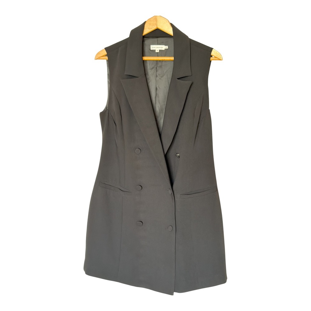 Good American Blazer Dress Womens Size 3 Black Double Breasted Sleeveless EUC - Picture 2 of 6